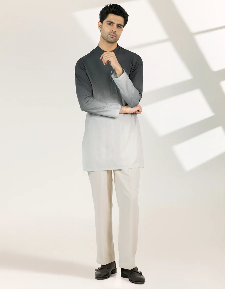 BLACK COTTON SHORT KURTA | JJSHK-S-47537/S25/JJ10100-PN