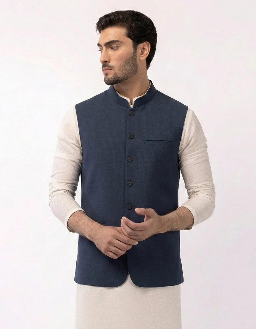 BLUE BLENDED WAISTCOAT | JJVC-A-33756/S25/JJ10483-PN