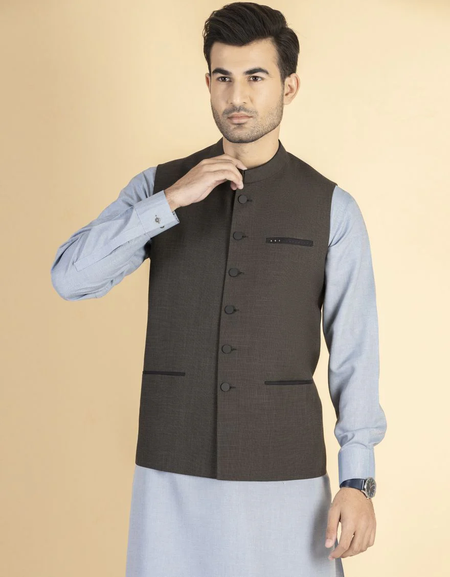 MUD GREEN WAISTCOAT | JJVC-US-27419/S21/JJ7376-CL