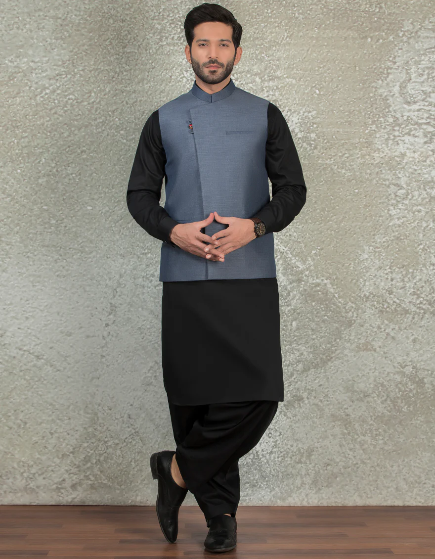 PIGEON BLUE BLENDED WAISTCOAT | JJVC-US-27430/S22/JJ7482-CL