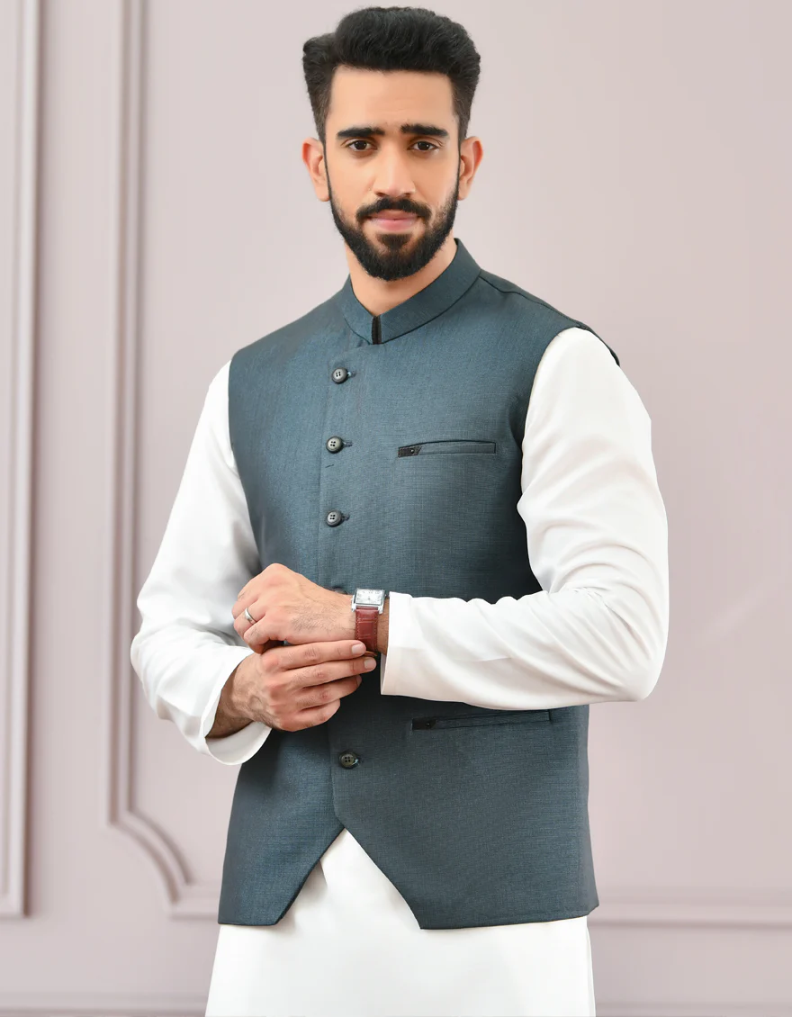 DARK TEAL N/A WAISTCOAT | JJVC-US-44091/S22/JJ6314-PN