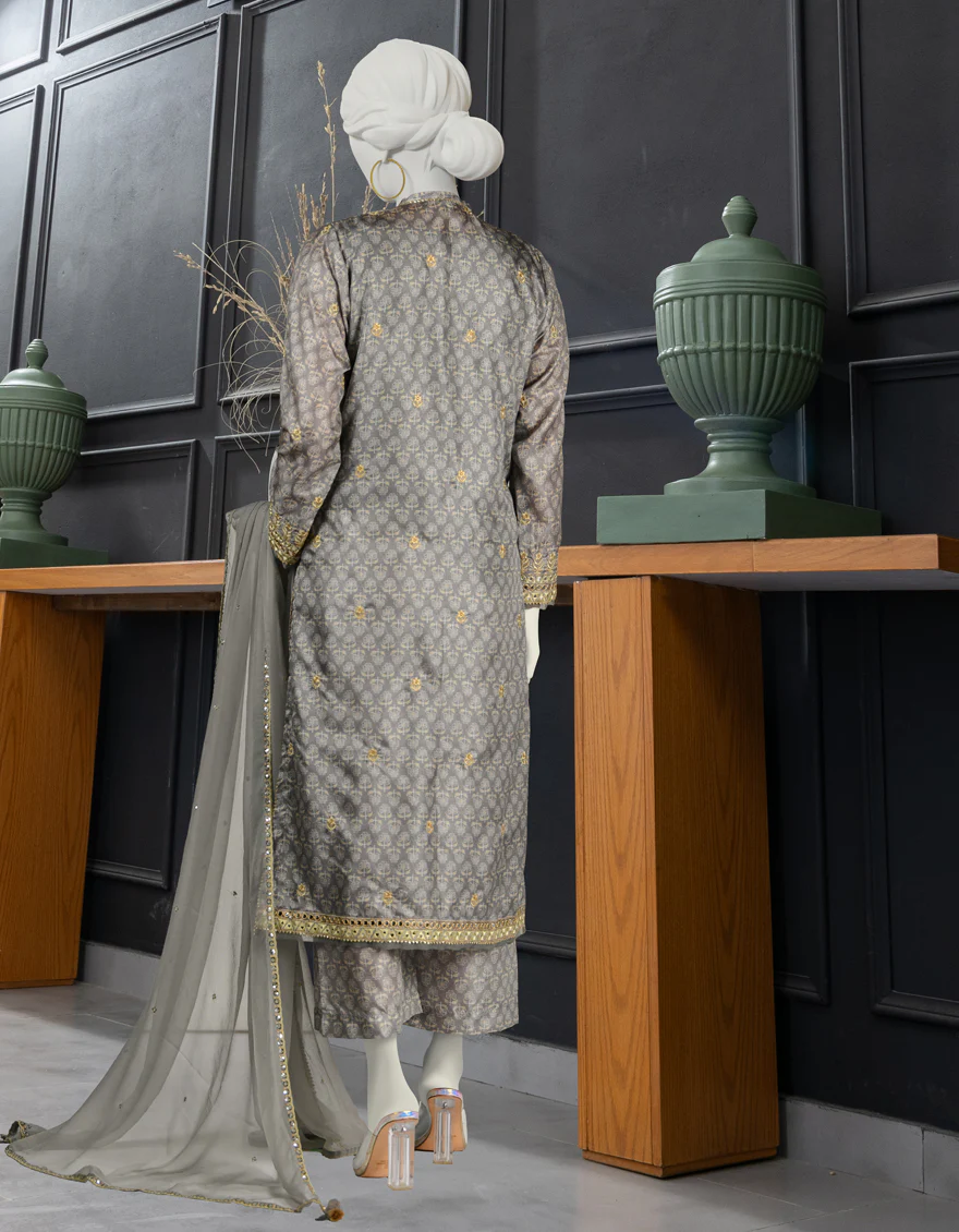 GREY IMPURE SILK 3PC STITCHED | JLAWN-S-24-083/S DHA - Image 2