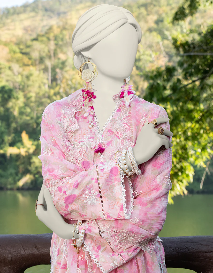 PINK LAWN 3PC UNSTITCHED | JLAWN-S-24-094 PERAH - Image 2