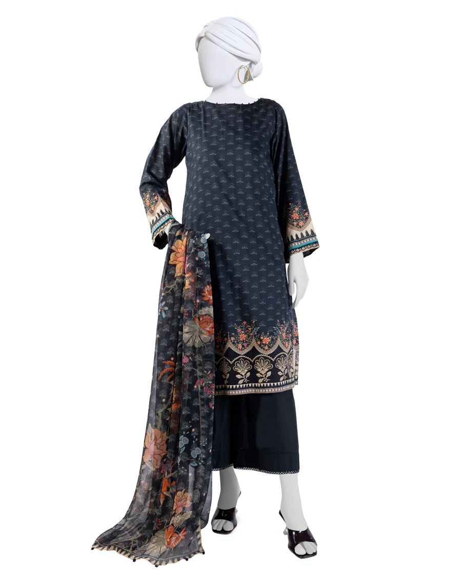 BLACK LAWN 3PC STITCHED | JLAWN-S-24-169/S DHANAK-3