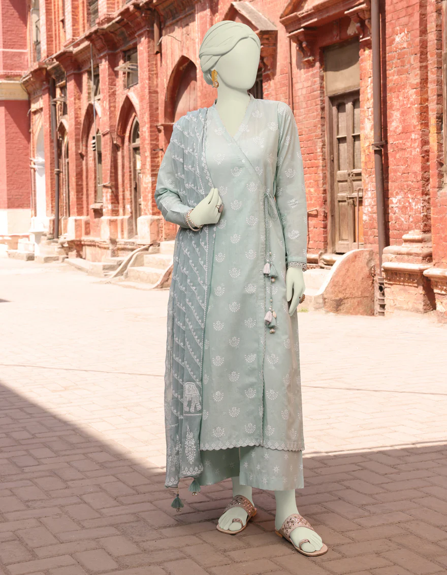 GREEN LAWN 3PC UNSTITCHED | JLAWN-S-24-177 WIRSA-03