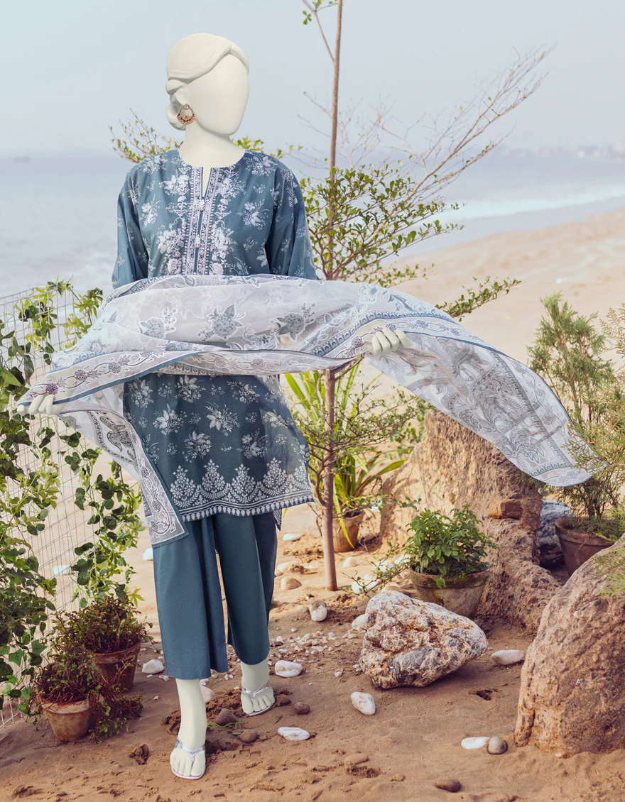 GREEN LAWN 3PC UNSTITCHED | JLAWN-S-24-209 SUBTL