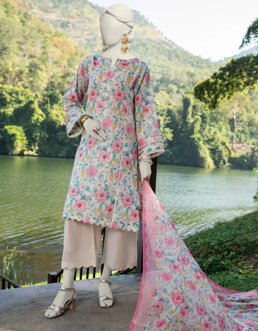 MULTICOLOR DOBBY 3PC UNSTITCHED | JLAWN-S-24-239 SHIMM