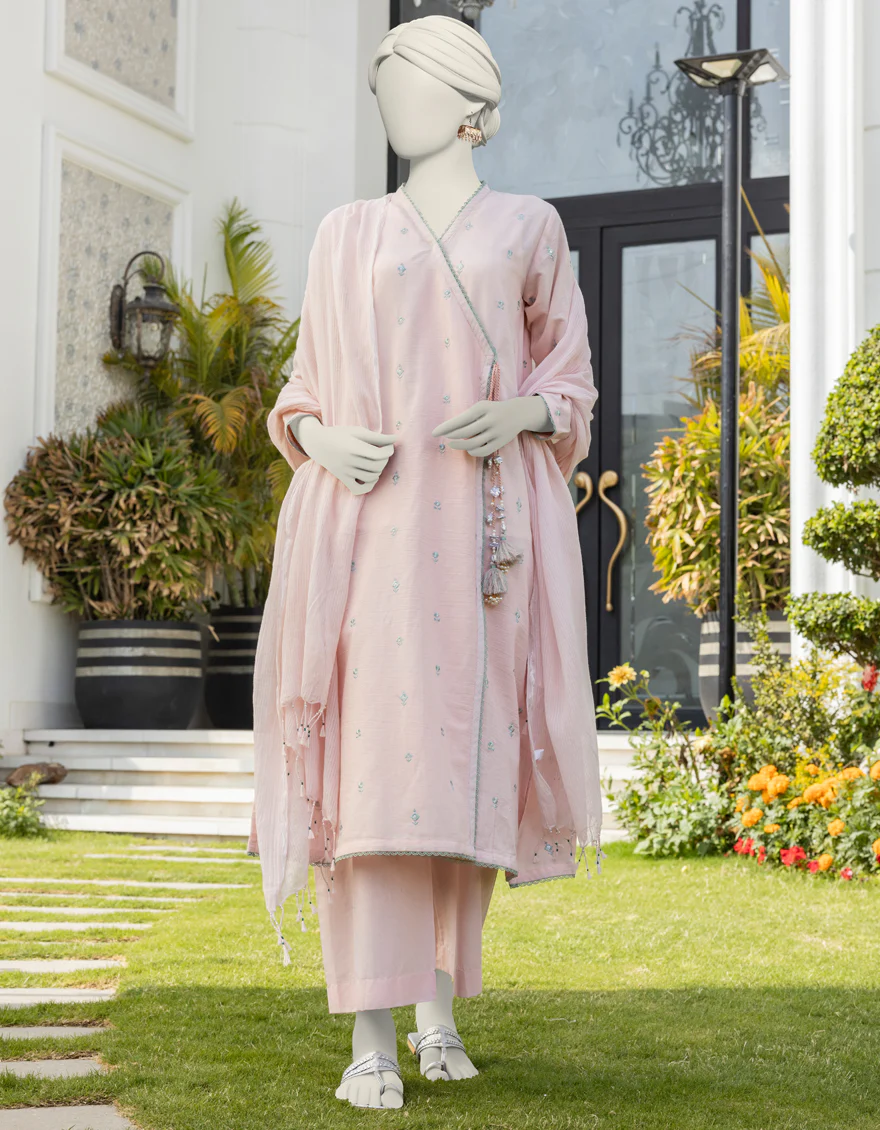 PINK CAMBRIC 3PC UNSTITCHED | JLAWN-S-24-372 KHILA