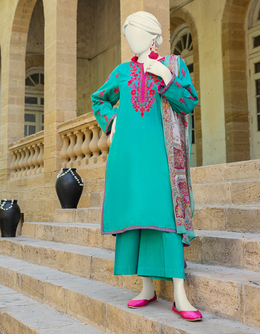 GREEN LAWN 3PC STITCHED | JLAWN-S-24-454/S POLISH-02