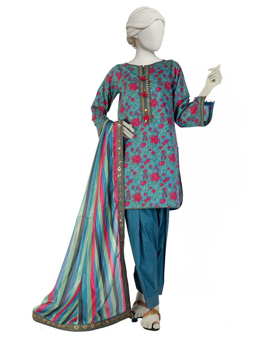 GREEN LAWN 3PC STITCHED | JLAWN-S-25-075/S LIN