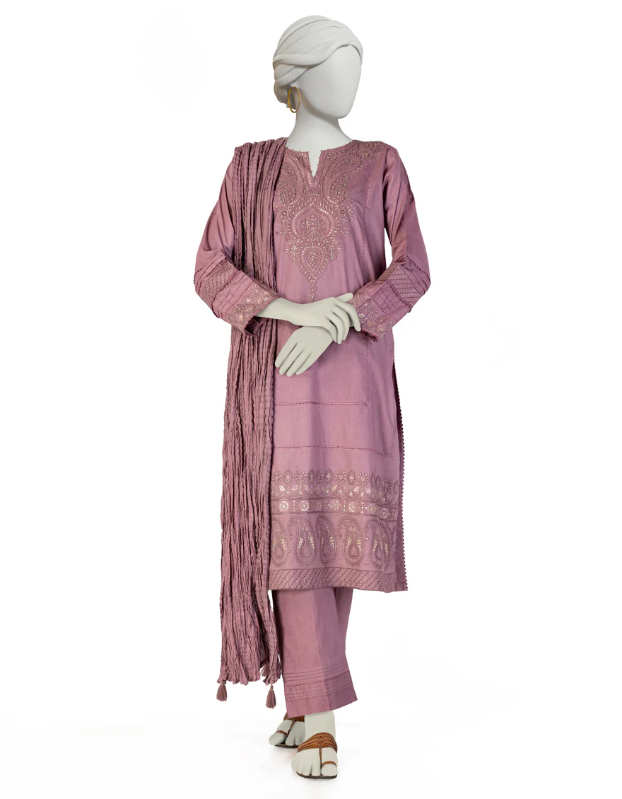 MAUVE LAWN 3PC STITCHED | JLAWN-S-25-133/S CHI