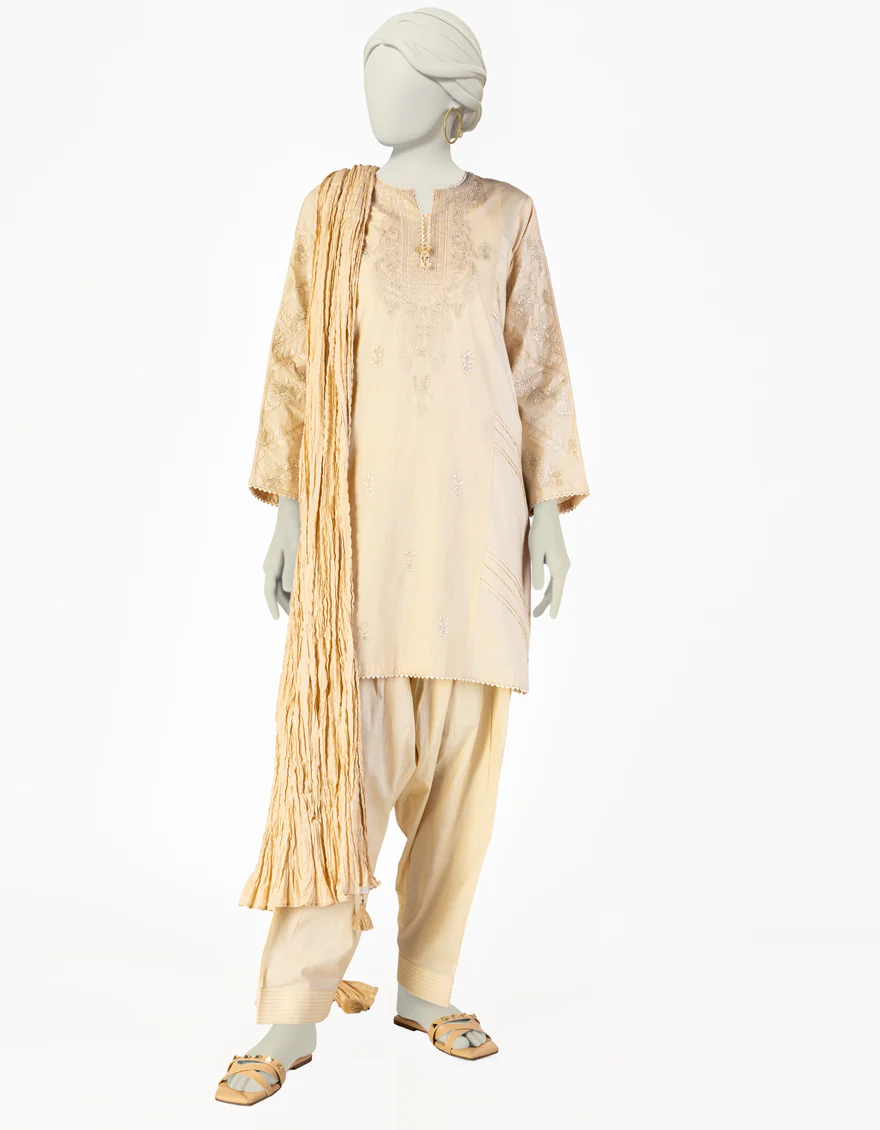 BEIGE LAWN 3PC STITCHED | JLAWN-S-25-134/S CHI