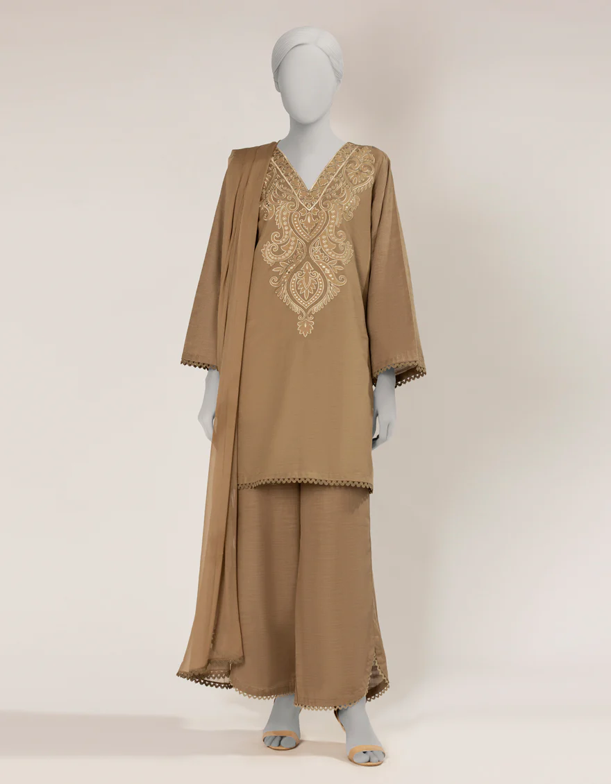 BROWN KHADDAR 3PC STITCHED | JLAWN-S-25-265/S DARK SHADOW-4