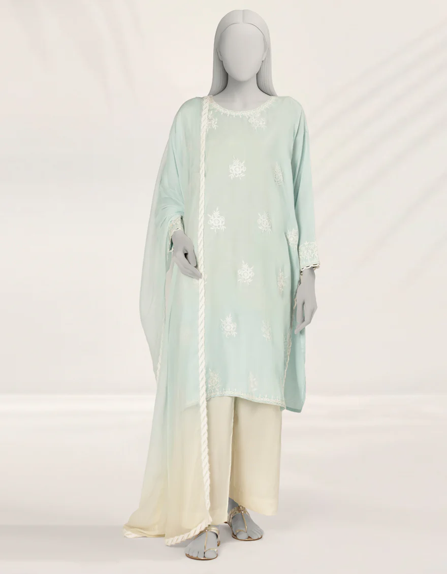 BLUE IMPURE SILK 3PC STITCHED | JLAWN-S-25-268/S DIP DYE-03