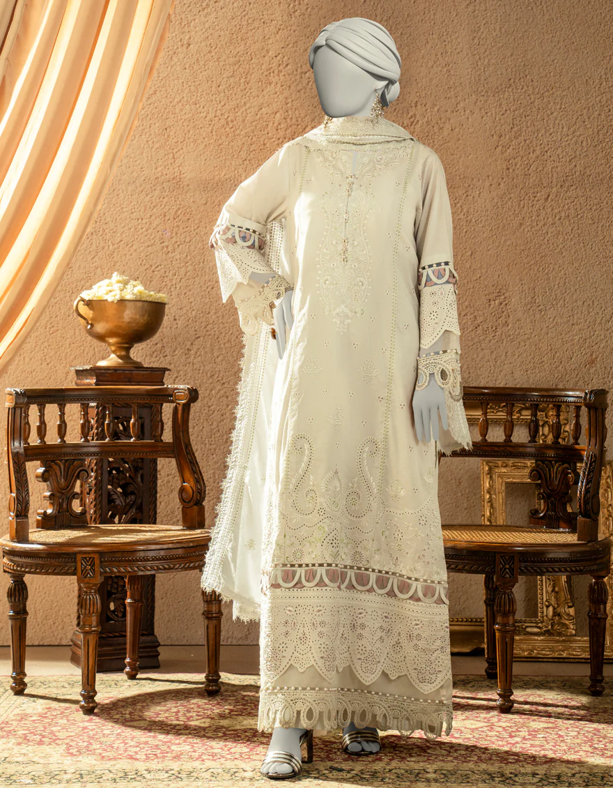 GREY JACQUARD 3PC UNSTITCHED | JLAWN-S-25-3251 LUXE C-3