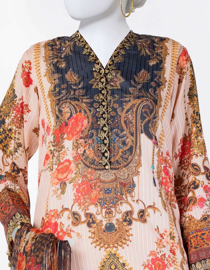 BEIGE DOBBY 3PC STITCHED | JLAWN-S-25-812/S ROYAL HERITAGE-4 - Image 3
