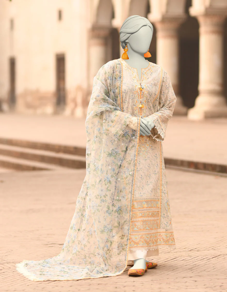 OFF WHITE LAWN 3PC UNSTITCHED | JLAWN-S-25-837 MAHROSH-1