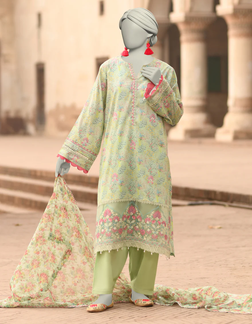 GREEN LAWN 3PC UNSTITCHED | JLAWN-S-25-840 MAHROSH-4