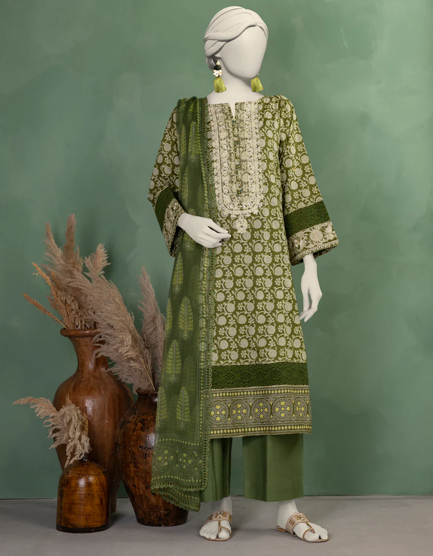 MULTICOLOR LAWN 3PC UNSTITCHED | JLAWN-S-25-915 AJRAK