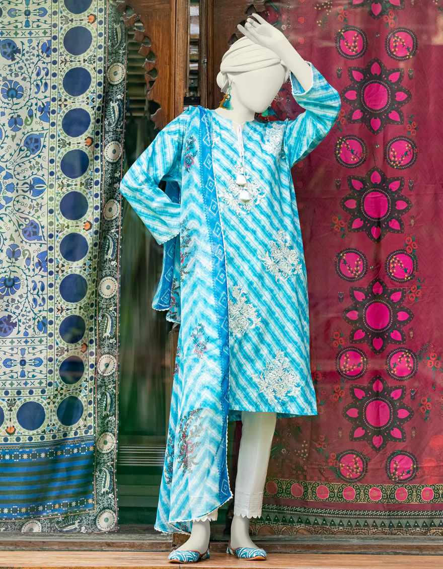 BLUE CHIFFON 2PC STITCHED | JLAWN-S-JDS-24-1002/S LEHRIYA-2