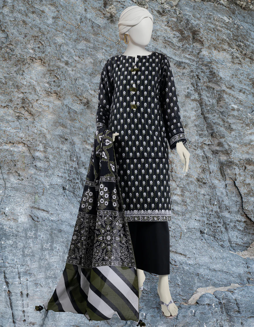 BLACK LAWN 2PC UNSTITCHED | JLAWN-S-JDS-24-1010