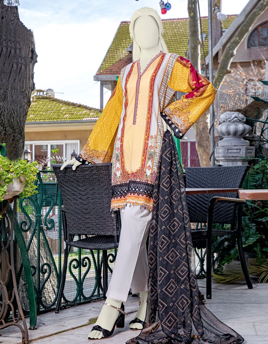 MULTICOLOR LAWN 2PC UNSTITCHED | JLAWN-S-JDS-US-21-1060 MATIYARI