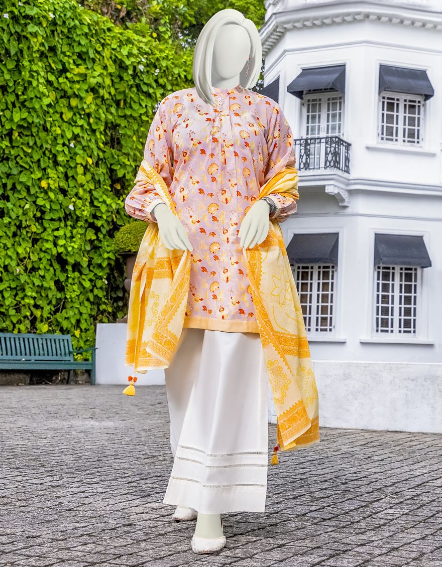 PINK 2PC UNSTITCHED | JLAWN-S-JDS-US-22-1013 FLORAL MELODY