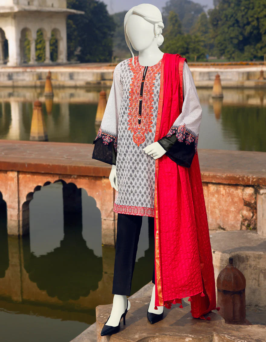 BLACK & WHITE LAWN 2PC UNSTITCHED | JLAWN-S-JDS-US-22-1075 KORA