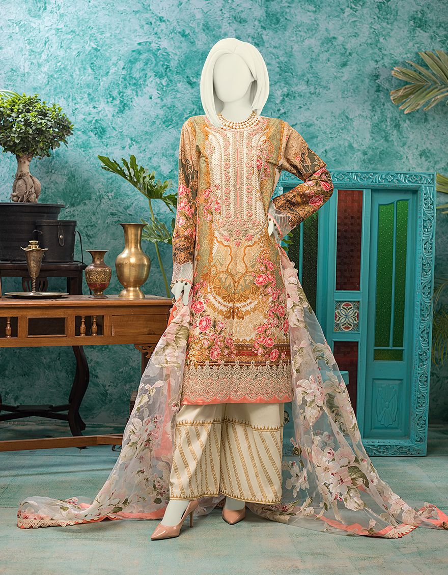OFF WHITE LAWN 3PC UNSTITCHED | JLAWN-S-JPUS-US-21-009 JA-562