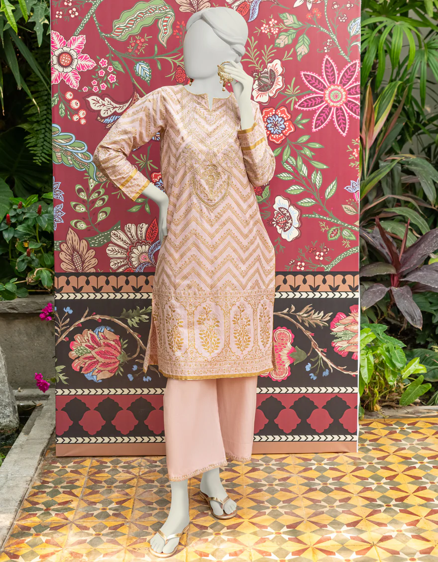 PINK LAWN 2PC STITCHED | JLAWN-S-JST-24-1608/