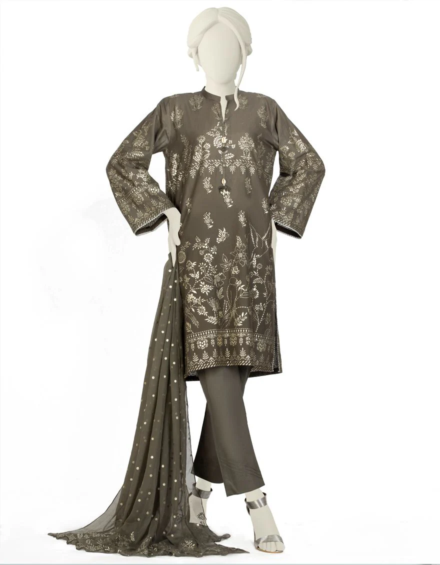 GREY LAWN 3PC UNSTITCHED | JLAWN-S-US-21-189 FRENCH LACE
