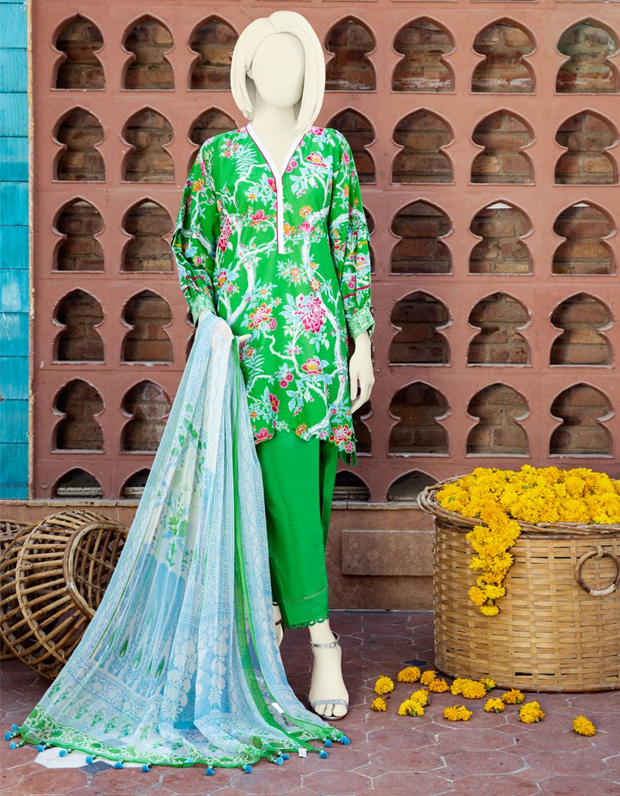 GREEN LAWN 3PC UNSTITCHED | JLAWN-S-US-21-306 MIROSLAW