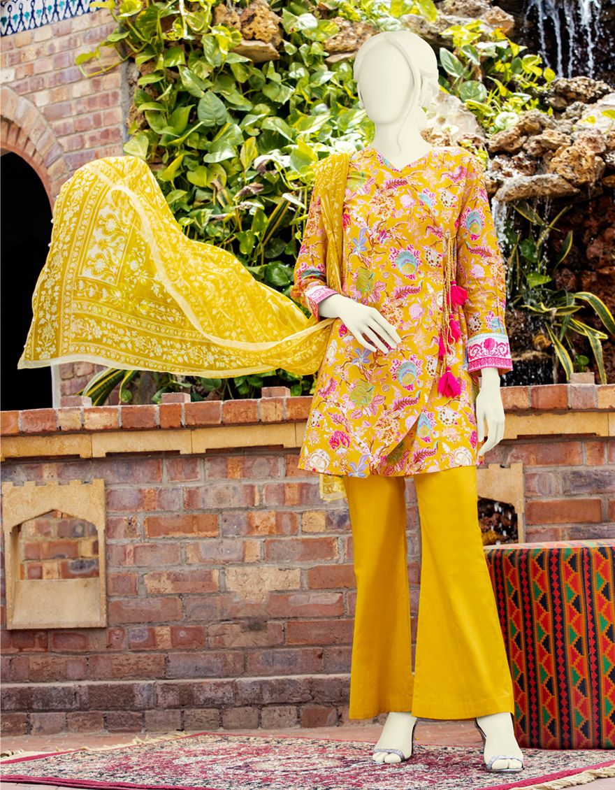 YELLOW LAWN 3PC UNSTITCHED | JLAWN-S-US-21-307 VLADIMIR