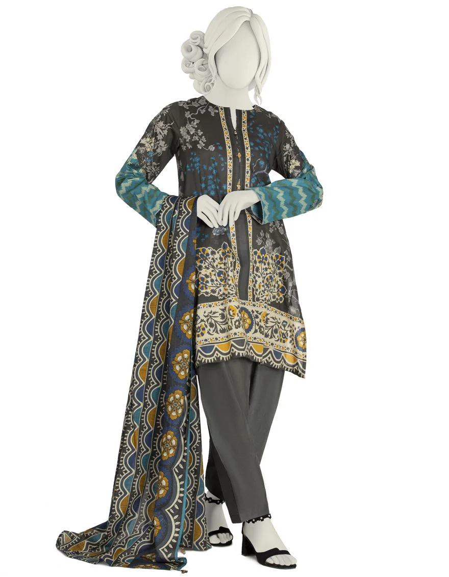 GREY LAWN 3PC STITCHED | JLAWN-S-US-22-005/S JASMINE-1-22