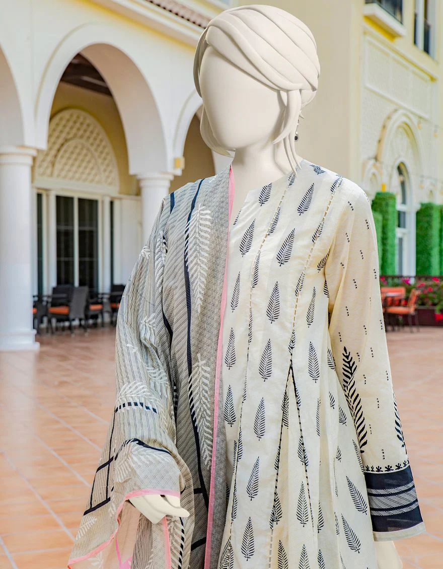 OFF WHITE LAWN 3PC UNSTITCHED | JLAWN-S-US-22-018 QUARTZ