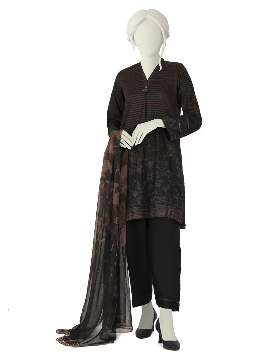 NOIR LAWN 3PC STITCHED | JLAWN-S-US-22-037/S NOIR