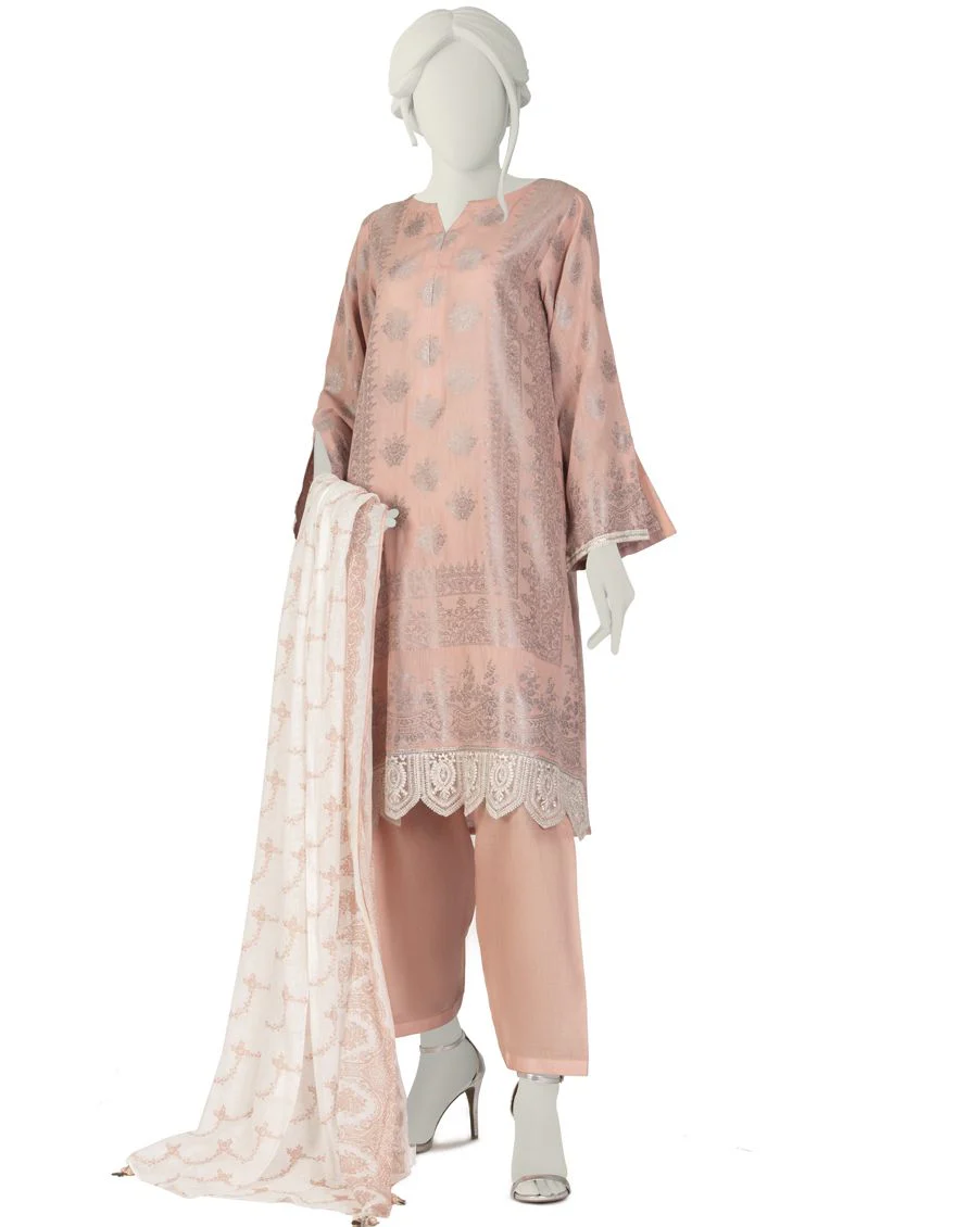 PINK JACQUARD 3PC STITCHED | JLAWN-S-US-22-054/S NICHA K