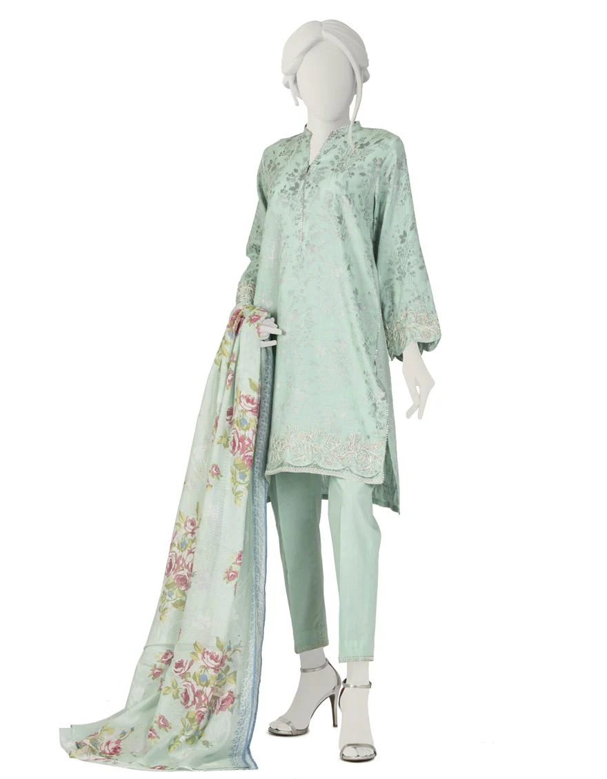 SEA GREEN JACQUARD 3PC STITCHED | JLAWN-S-US-22-055/S IMOGEN