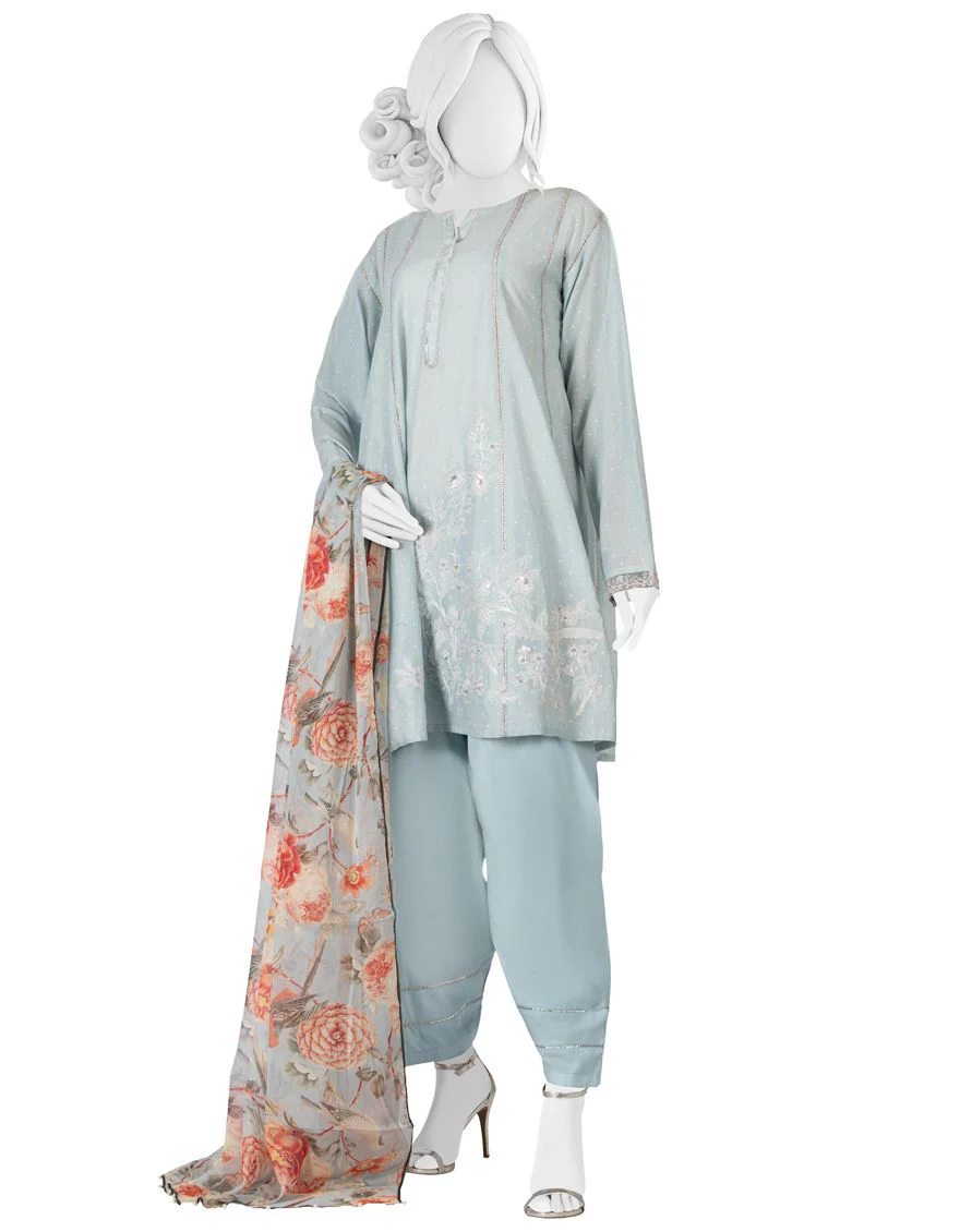 SKY BLUE 3PC UNSTITCHED | JLAWN-S-US-22-059 PACIFYING