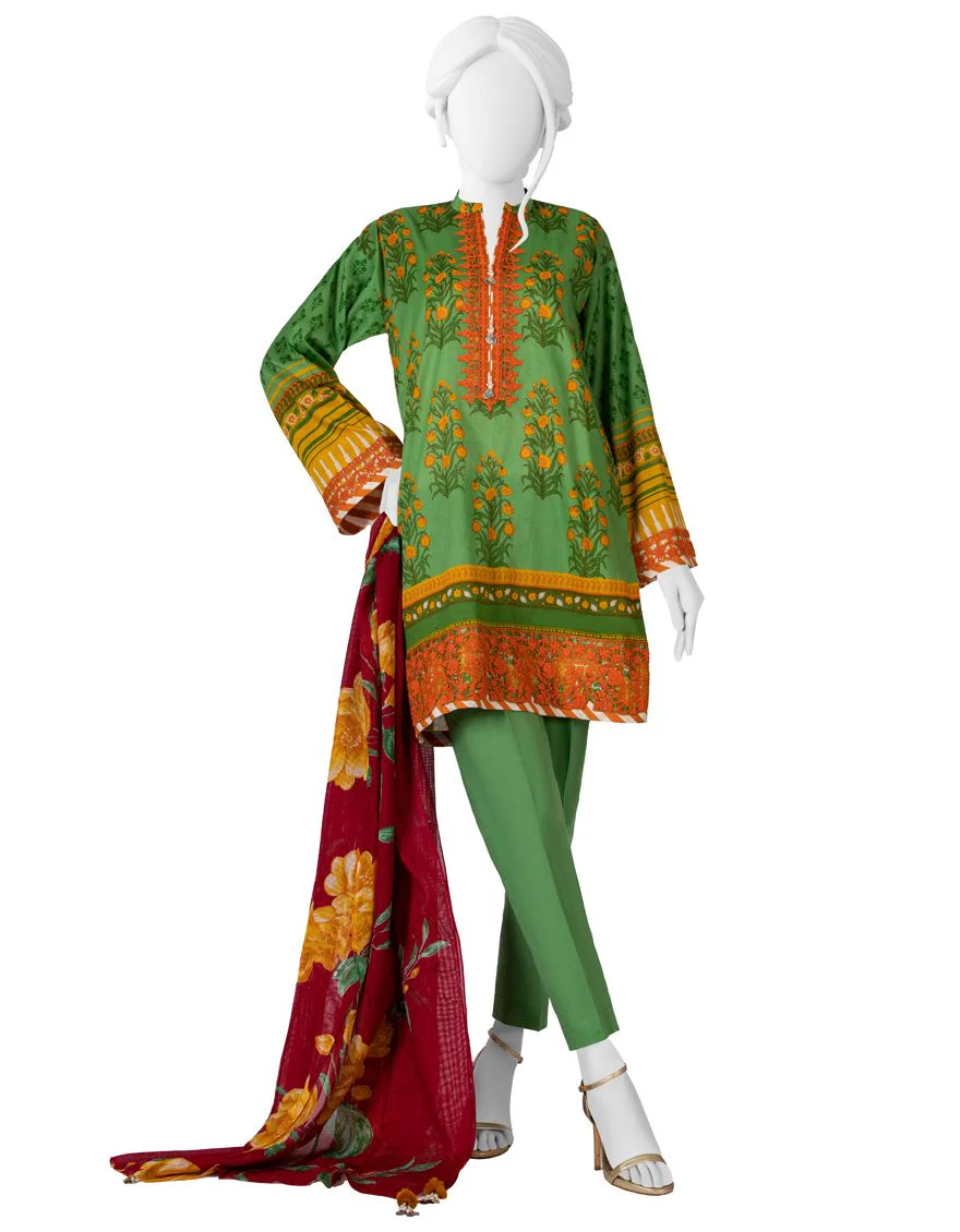 YELLOW-GREEN 3PC UNSTITCHED | JLAWN-S-US-22-150 RAKAT