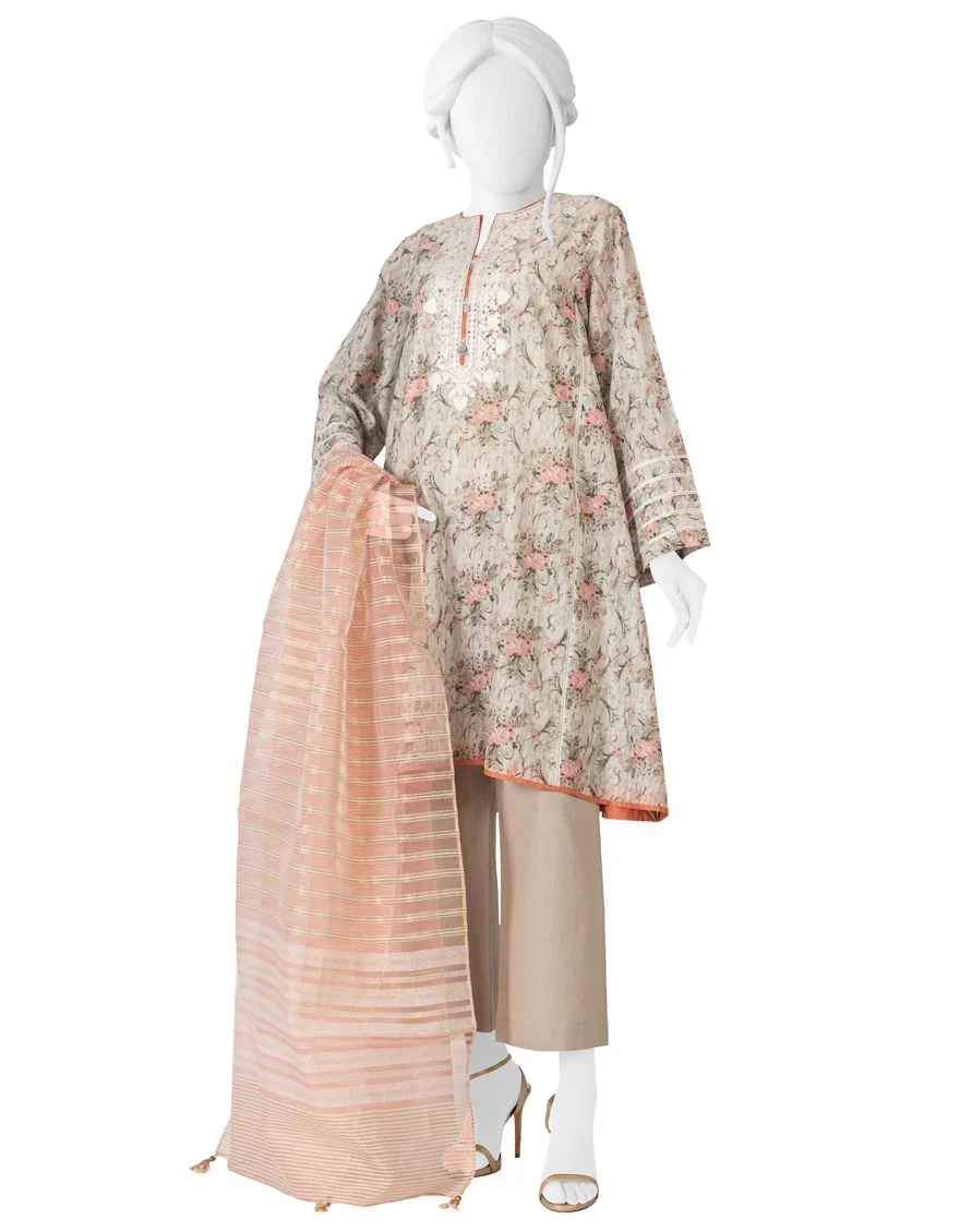 LIGHT GREY 3PC UNSTITCHED | JLAWN-S-US-22-190 CHIMON