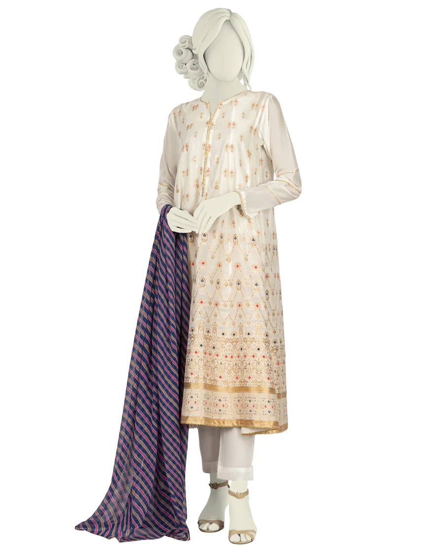 OFF WHITE JACQUARD 3PC STITCHED | JLAWN-S-US-22-238/S ARSH