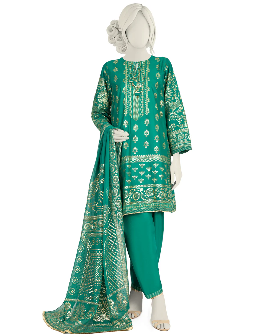GREEN LAWN 3PC STITCHED | JLAWN-S-US-22-258/S BROCATELLE