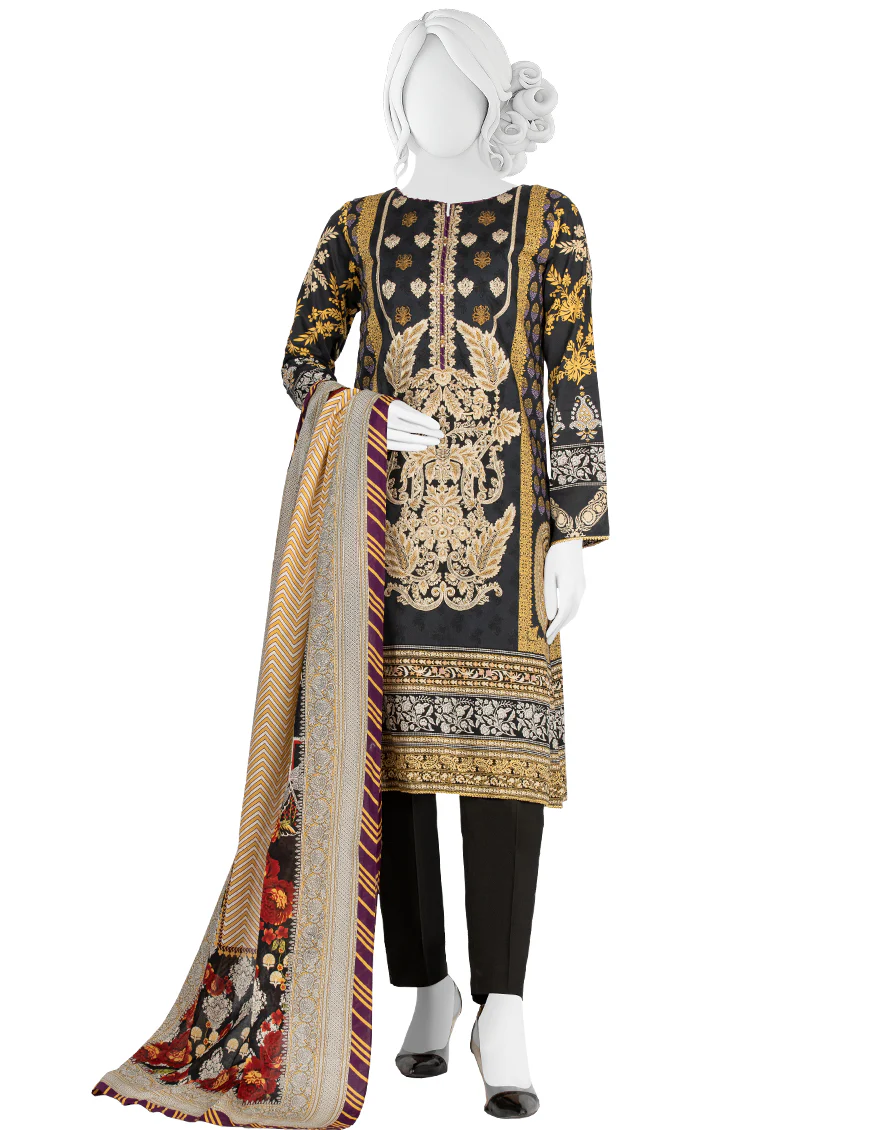 BLACK LAWN 3PC UNSTITCHED | JLAWN-S-US-22-284 MOORISH (22-2004)