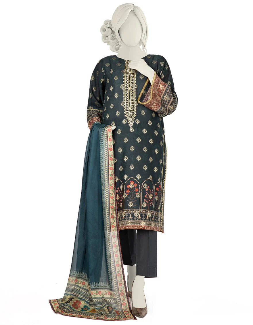 BLACK LAWN 3PC UNSTITCHED | JLAWN-S-US-22-290 RAINAH