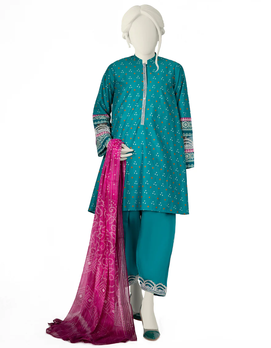 SEA GREEN LAWN 3PC STITCHED | JLAWN-S-US-22-291/S CHUNRI