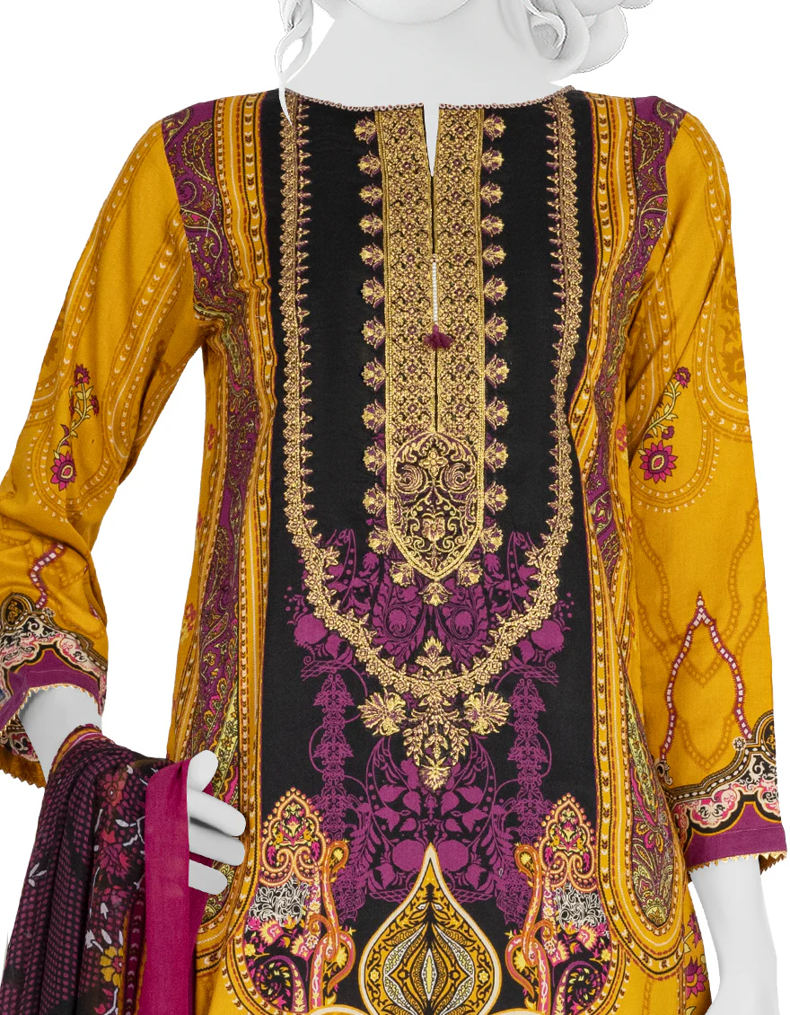 YELLOW LAWN 3PC UNSTITCHED | JLAWN-S-US-22-298 KALI (22-2011) - Image 3