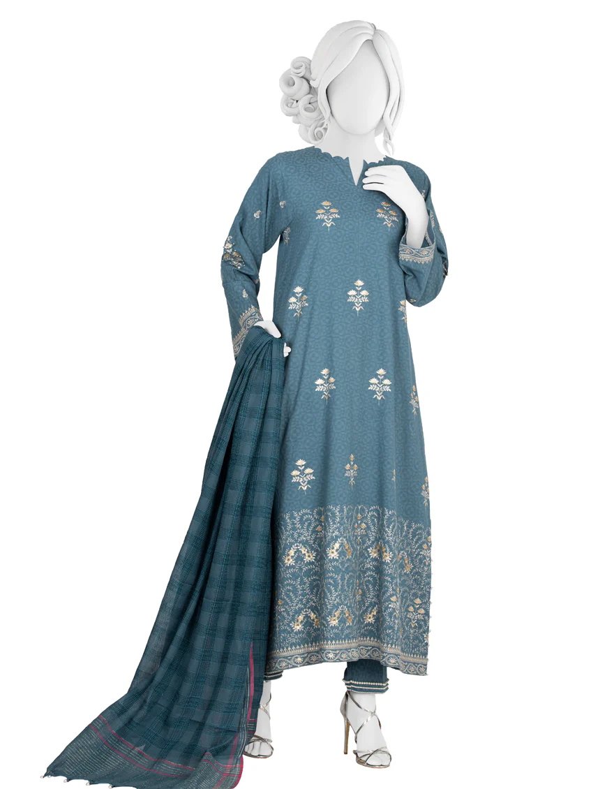 BLUE LAWN 3PC UNSTITCHED | JLAWN-S-US-22-359 EMK-018