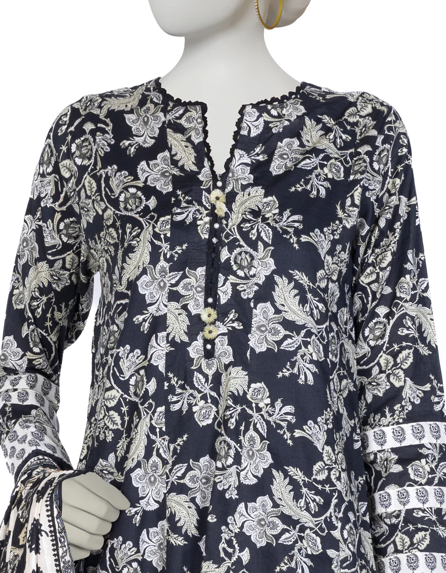 BLACK LAWN 3PC STITCHED | JLAWN-S-US-23-042/S VIVID - Image 2