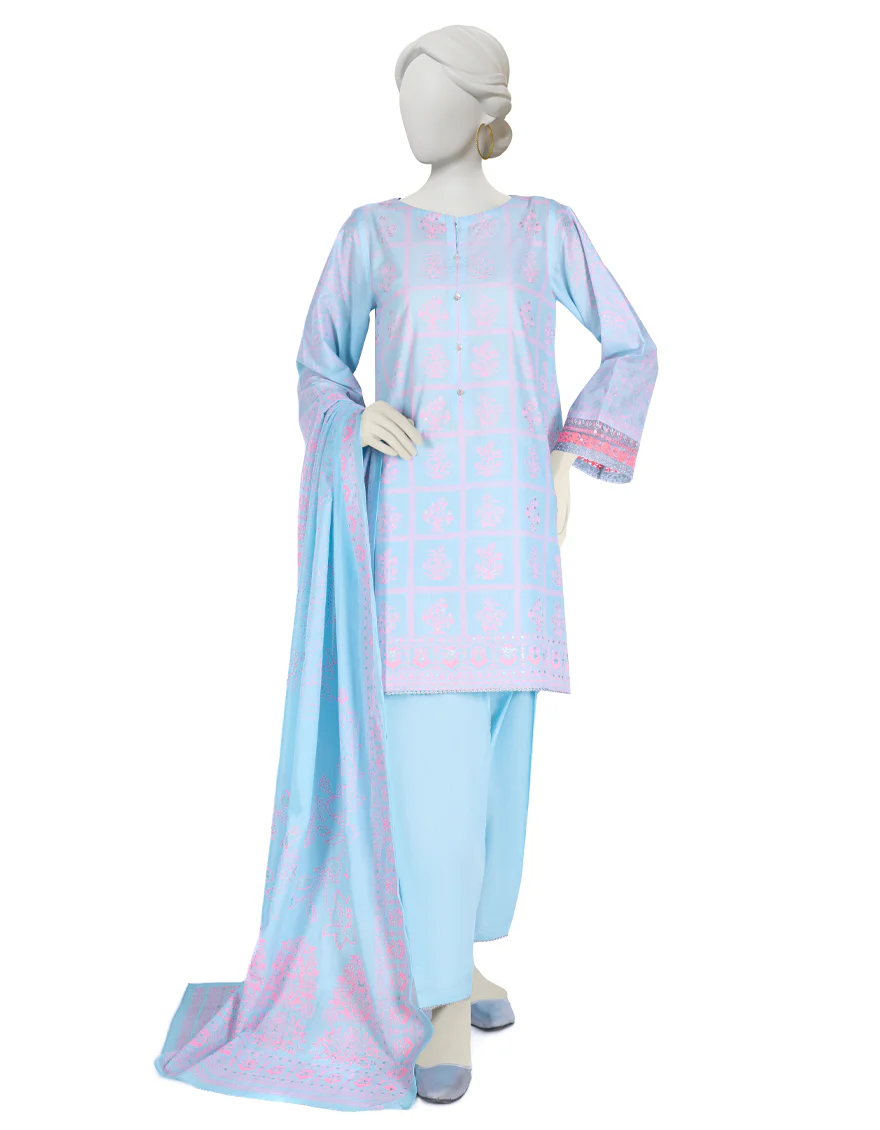SKY BLUE LAWN 3PC STITCHED | JLAWN-S-US-23-057/S ROSADO
